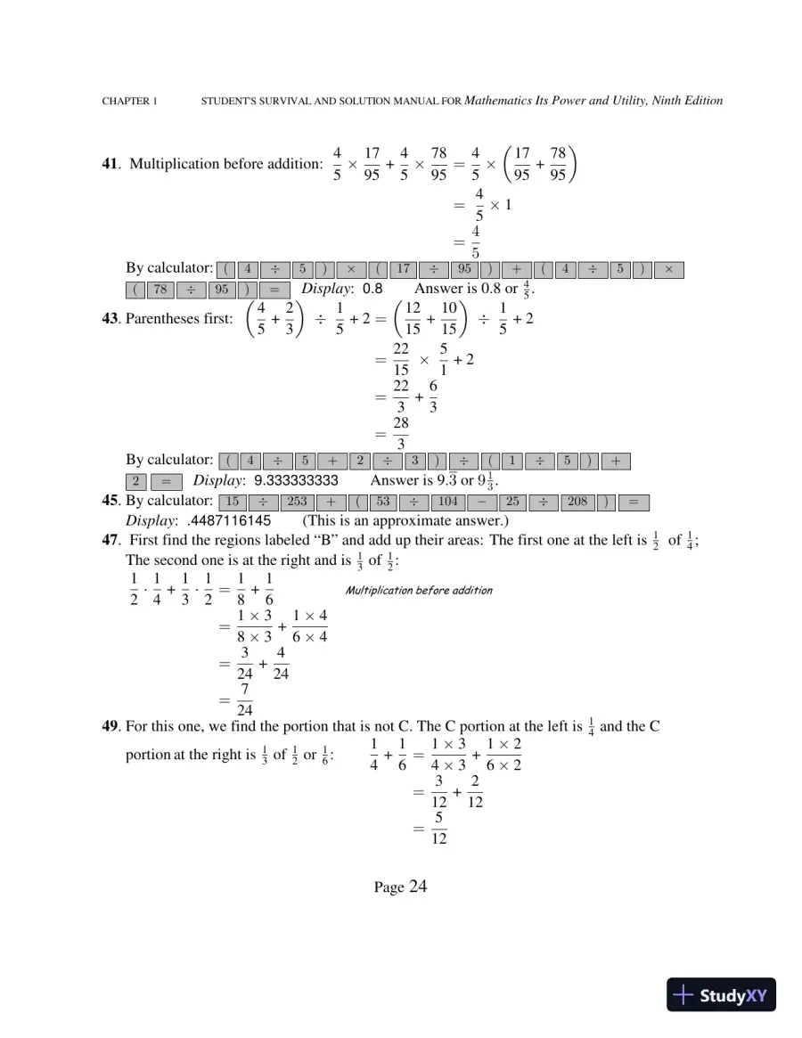 Solution Manual for Mathematics: Its Power and Utility, 10th Edition, page 29