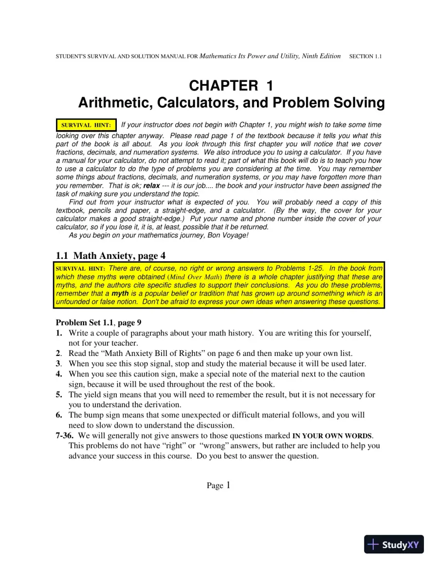 Solution Manual for Mathematics: Its Power and Utility, 10th Edition, page 6