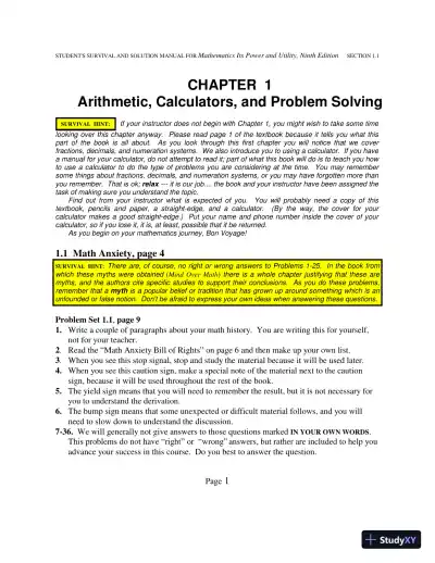 Solution Manual for Mathematics: Its Power and Utility, 10th Edition - Page 6 preview image