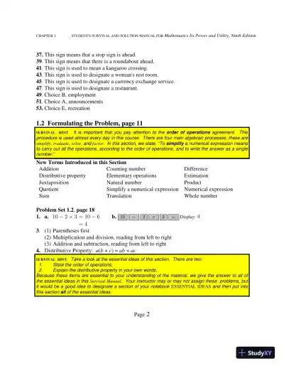 Solution Manual for Mathematics: Its Power and Utility, 10th Edition - Page 7 preview image