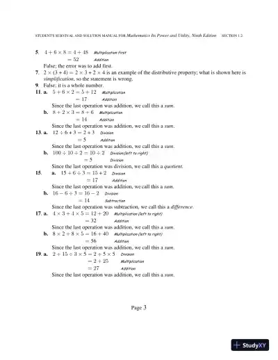 Solution Manual for Mathematics: Its Power and Utility, 10th Edition - Page 8 preview image
