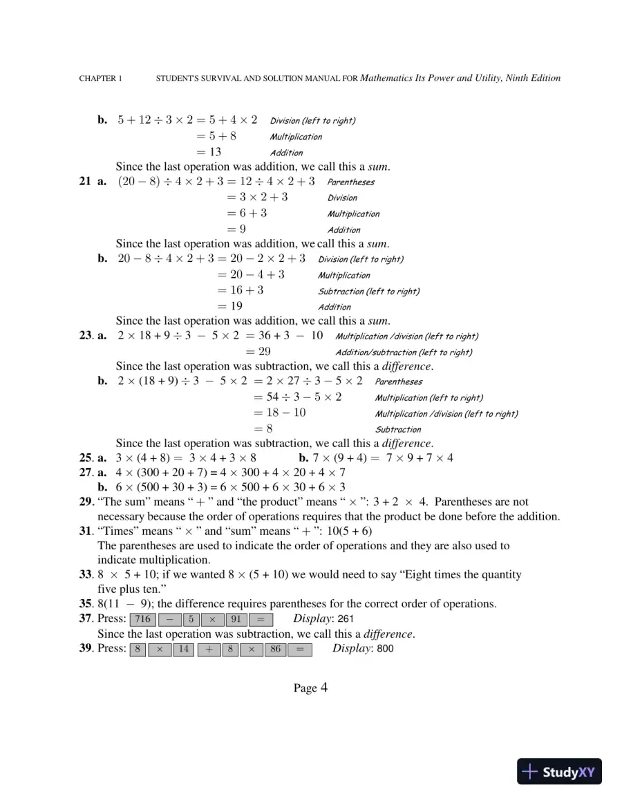 Solution Manual for Mathematics: Its Power and Utility, 10th Edition, page 9