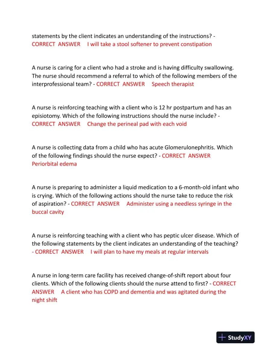 2023-2024 ATI RN Comprehensive Exam with Answers (175 Solved Questions), page 3