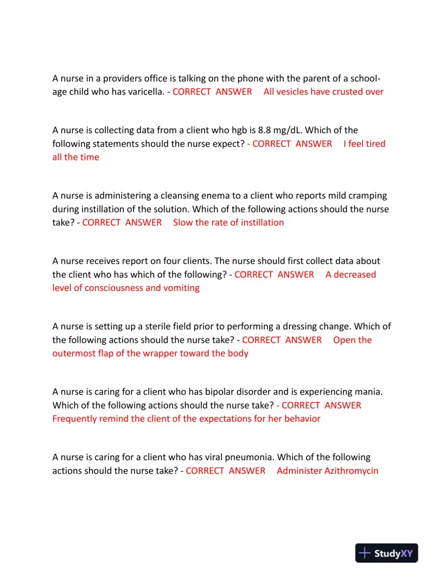 2023-2024 ATI RN Comprehensive Exam with Answers (175 Solved Questions), page 5