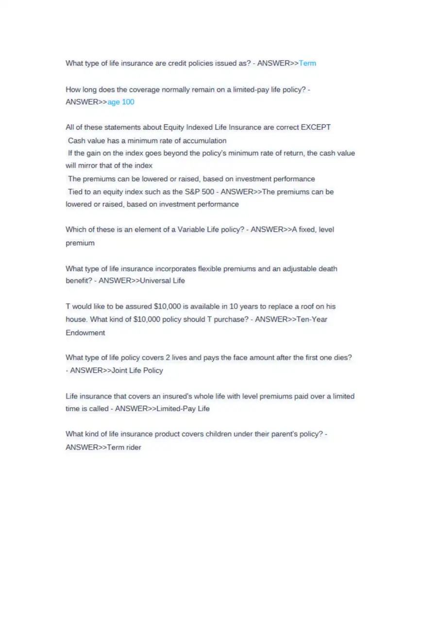 Texas Life and Health Insurance Exam 150 Questions, page 4