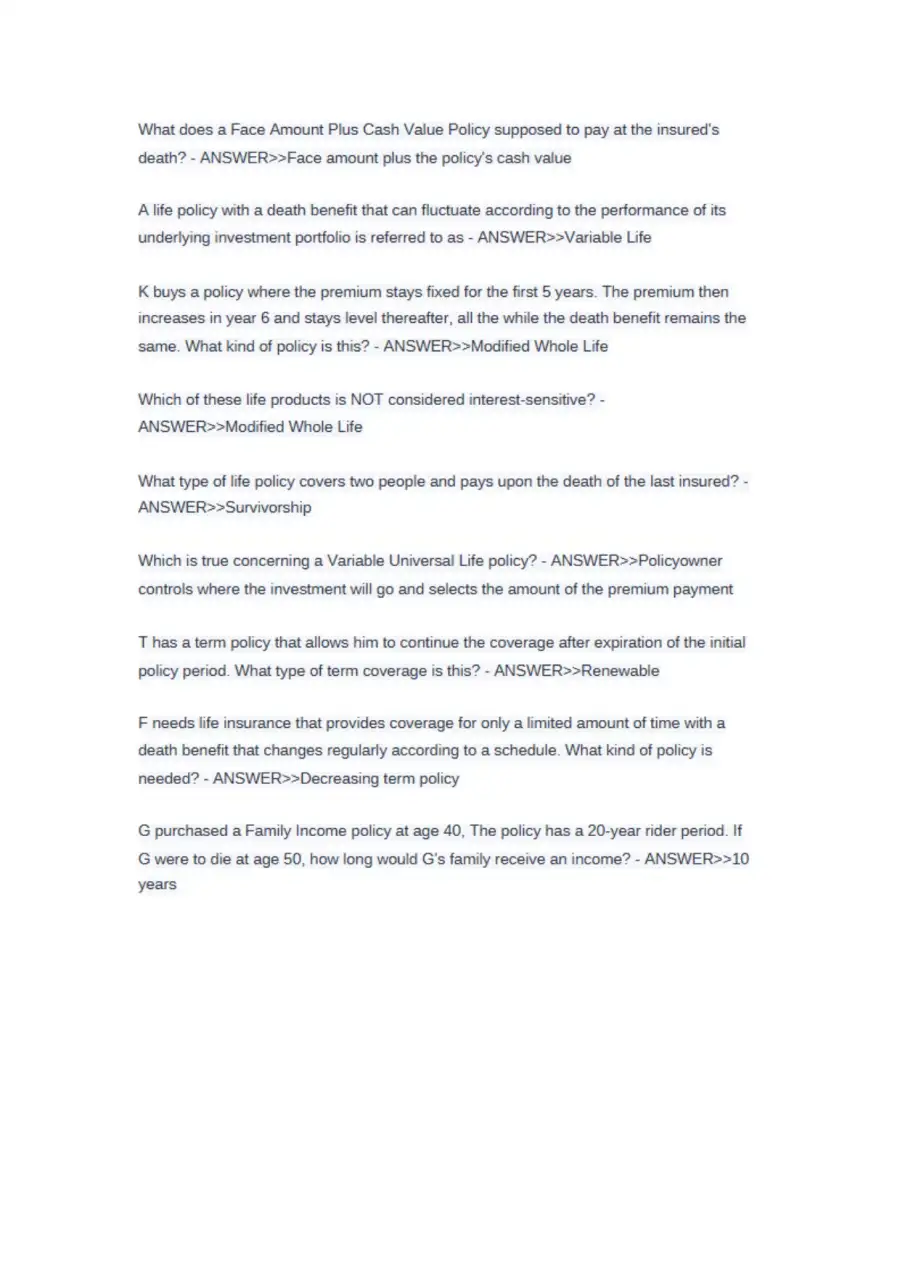 Texas Life and Health Insurance Exam 150 Questions, page 6