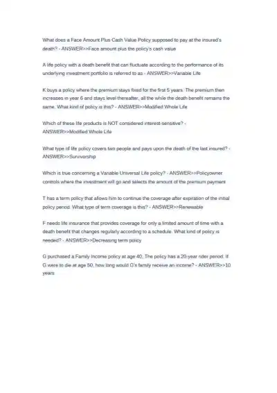 Texas Life and Health Insurance Exam 150 Questions - Page 6 preview image