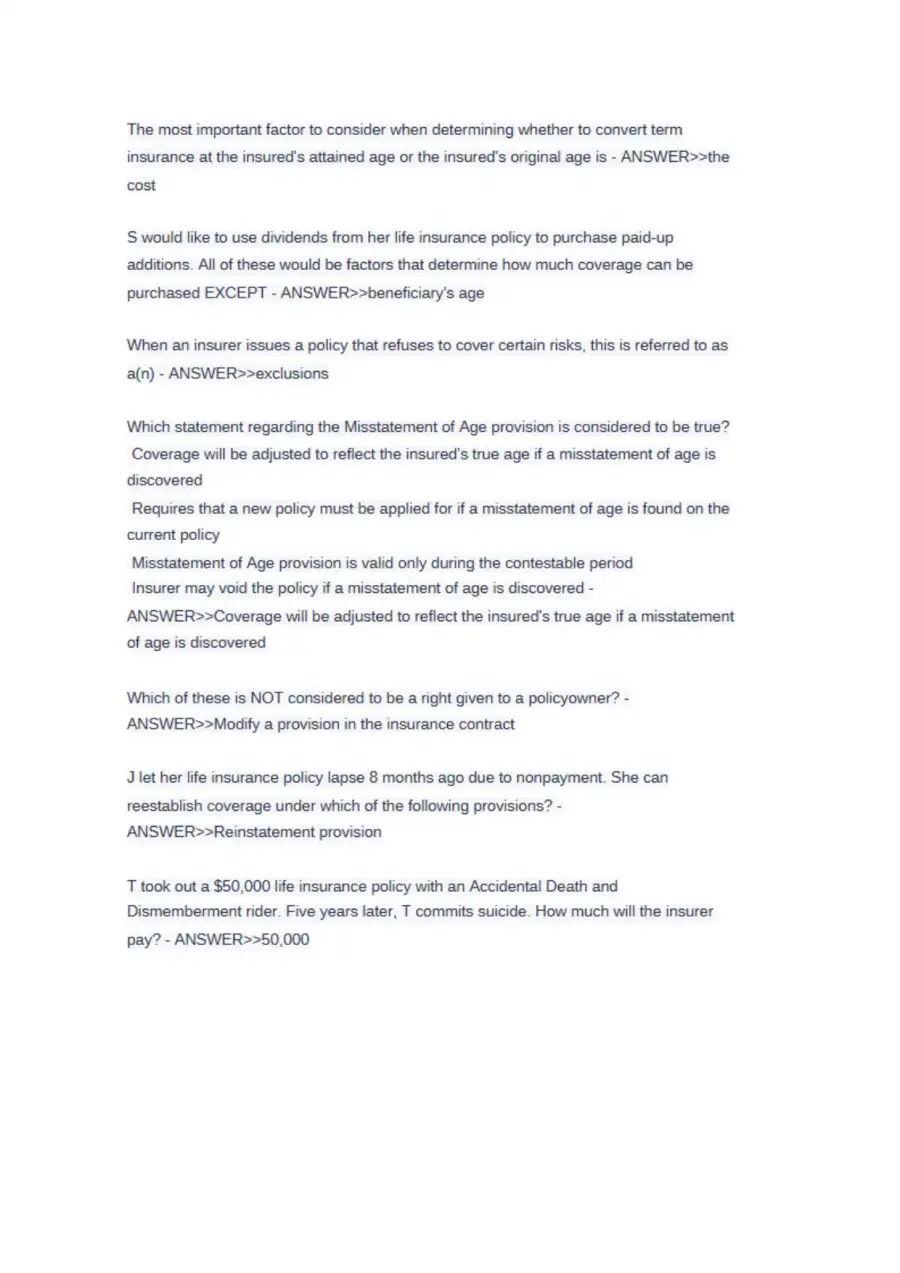 Texas Life and Health Insurance Exam 150 Questions, page 7