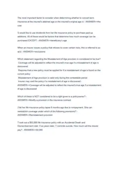 Texas Life and Health Insurance Exam 150 Questions - Page 7 preview image