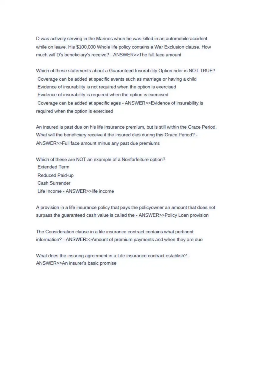 Texas Life and Health Insurance Exam 150 Questions, page 8