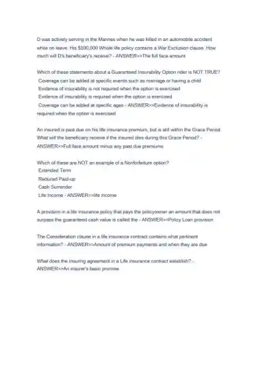 Texas Life and Health Insurance Exam 150 Questions - Page 8 preview image