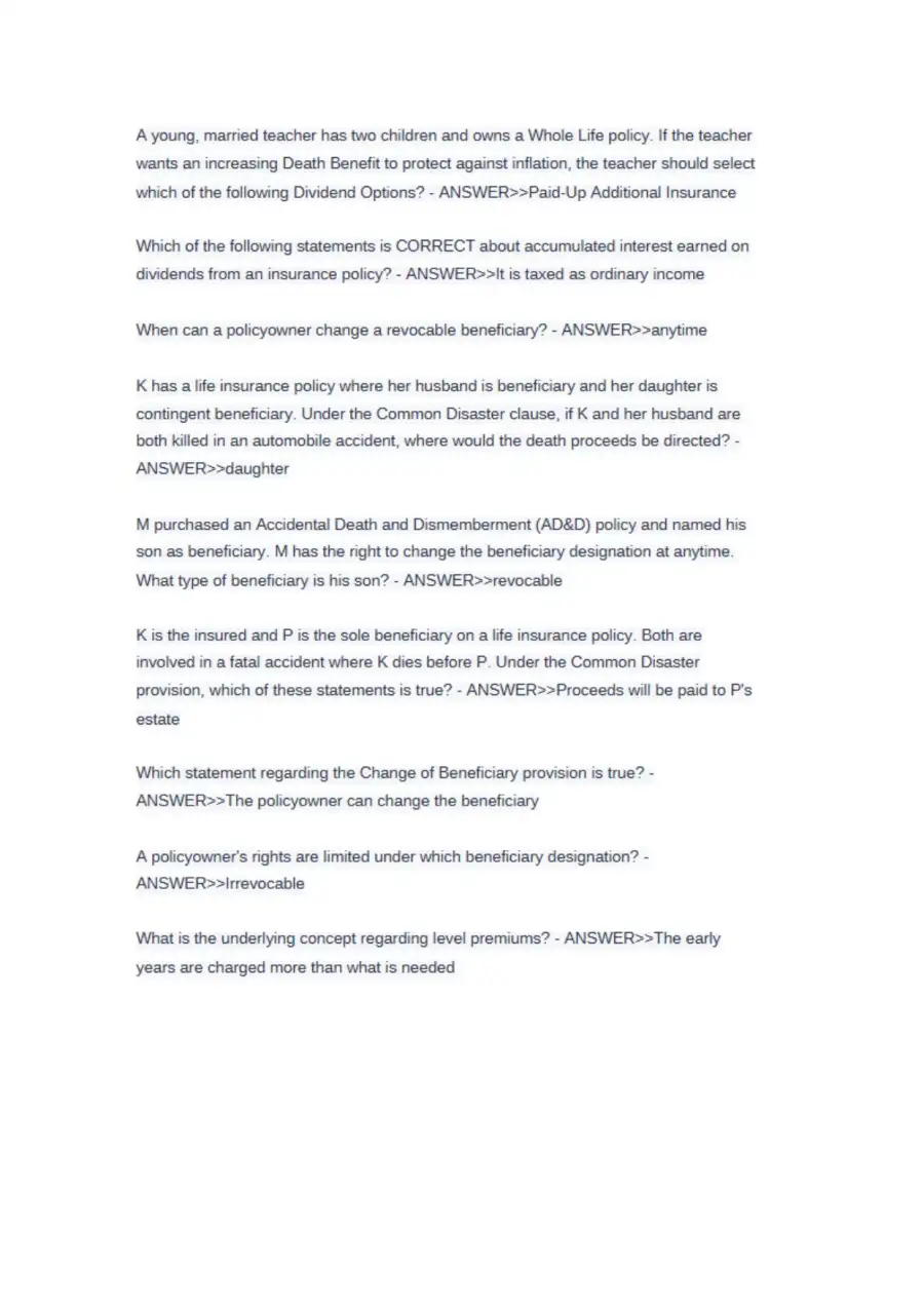 Texas Life and Health Insurance Exam 150 Questions, page 9