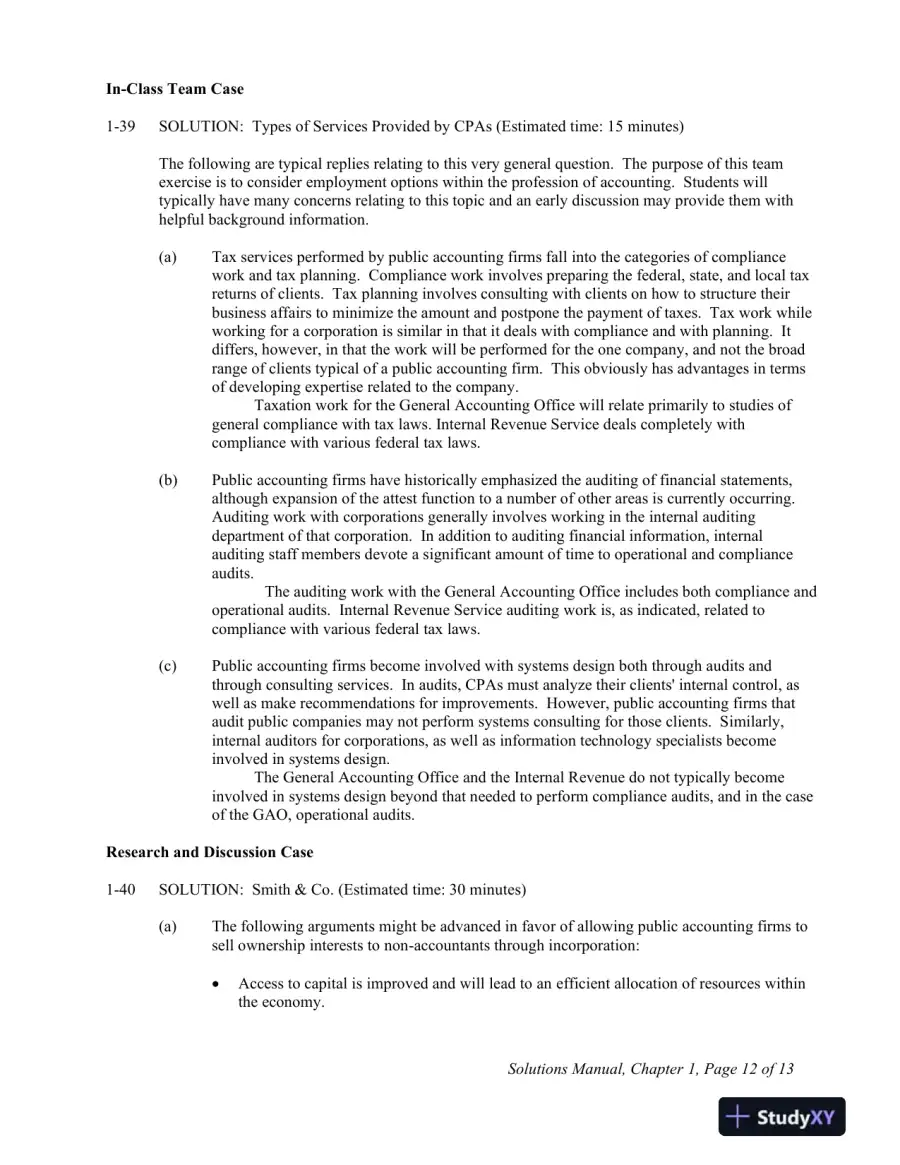 Solution Manual For Principles of Auditing and Other Assurance Services, 21st Edition, page 13