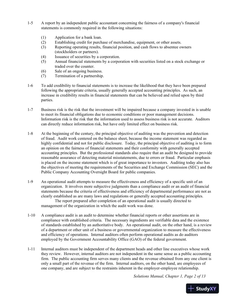 Solution Manual For Principles of Auditing and Other Assurance Services, 21st Edition, page 3