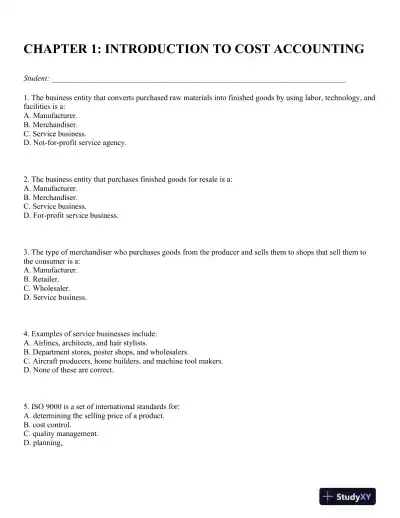Test Bank For Principles Of Cost Accounting, 16th Edition - Page 1 preview image