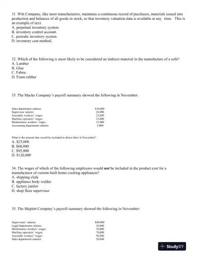 Test Bank For Principles Of Cost Accounting, 16th Edition - Page 8 preview image