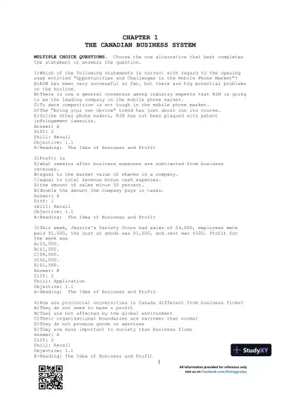 Business Essentials 12th Edition Test Bank - Page 1 preview image