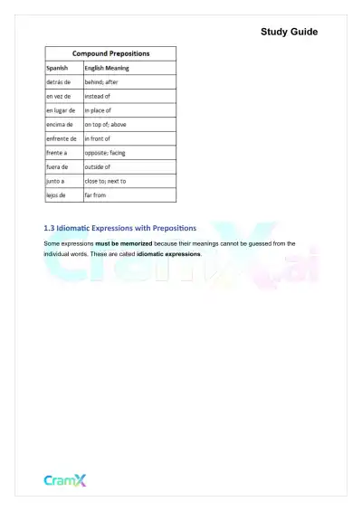 Spanish II - Prepositions - Page 3 preview image