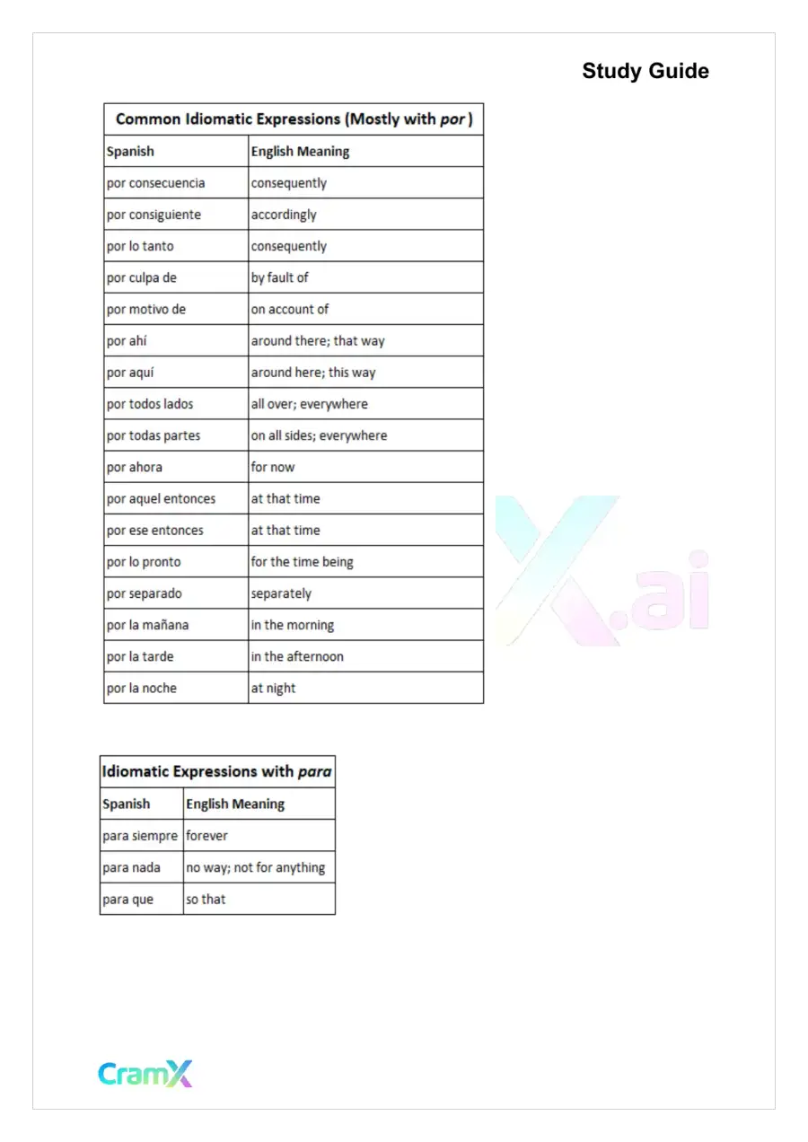 Spanish II - Prepositions, page 5