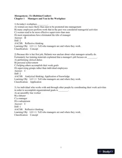 Test Bank for Management, 15th Edition - Page 3 preview image