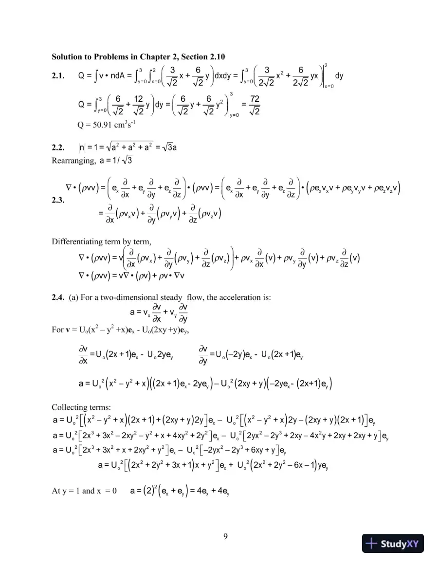 Solution Manual For Transport Phenomena In Biological Systems, 2nd Edition, page 10