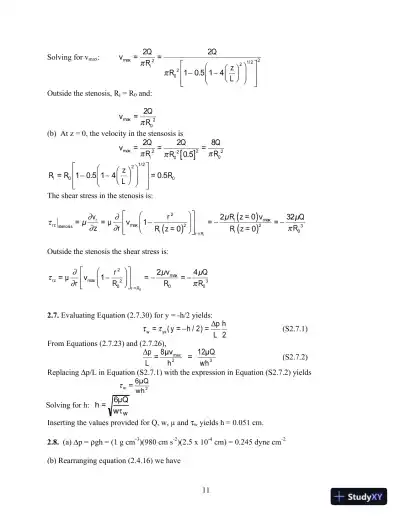 Solution Manual For Transport Phenomena In Biological Systems, 2nd Edition - Page 12 preview image