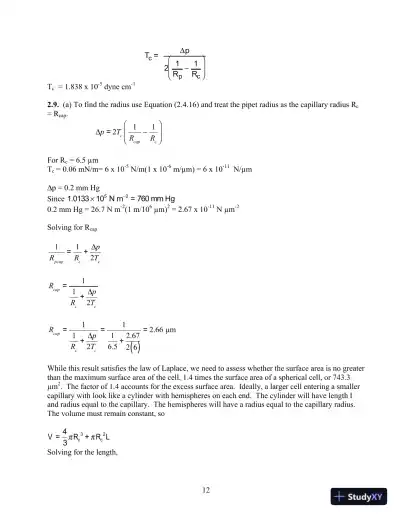 Solution Manual For Transport Phenomena In Biological Systems, 2nd Edition - Page 13 preview image