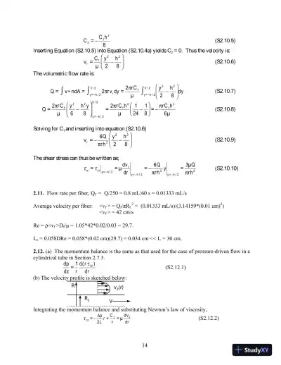 Solution Manual For Transport Phenomena In Biological Systems, 2nd Edition - Page 15 preview image