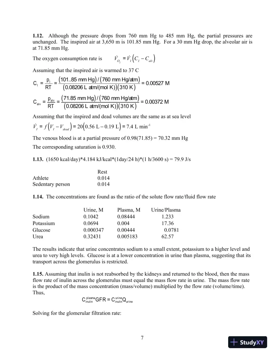 Solution Manual For Transport Phenomena In Biological Systems, 2nd Edition, page 8