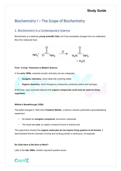 Biochemistry I - The Scope of Biochemistry - Page 1 preview image