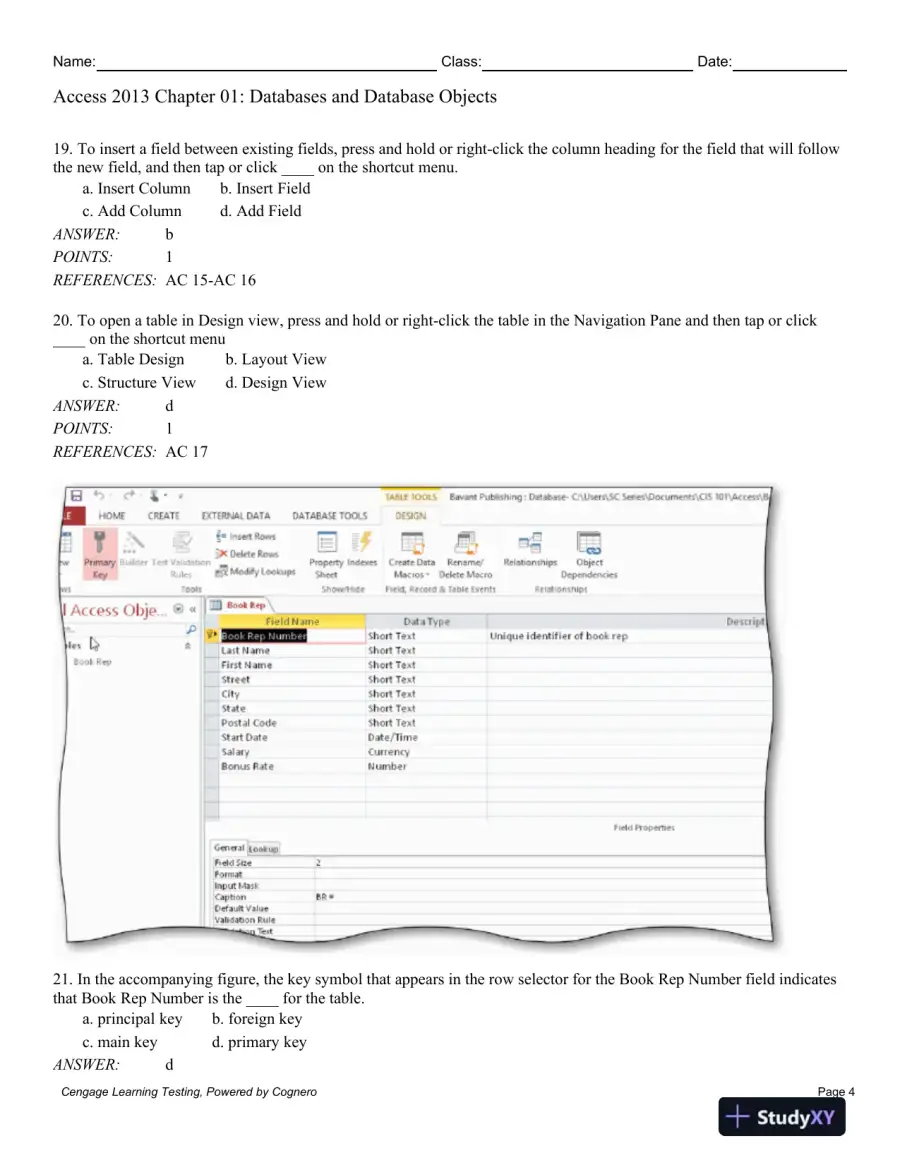 Enhanced Microsoft Access 2013: Comprehensive 1st Edition Test Bank, page 5
