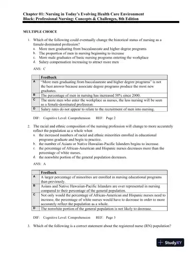 Professional Nursing: Concepts and Challenges 8th Edition Test Bank - Page 1 preview image