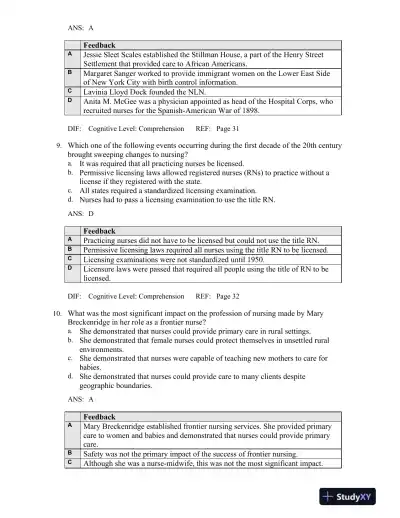 Professional Nursing: Concepts and Challenges 8th Edition Test Bank - Page 13 preview image
