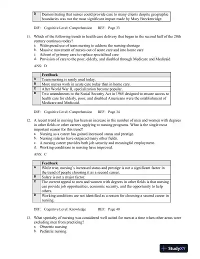 Professional Nursing: Concepts and Challenges 8th Edition Test Bank - Page 14 preview image