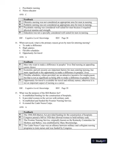 Professional Nursing: Concepts and Challenges 8th Edition Test Bank - Page 15 preview image