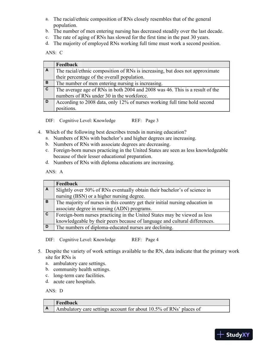 Professional Nursing: Concepts and Challenges 8th Edition Test Bank, page 3