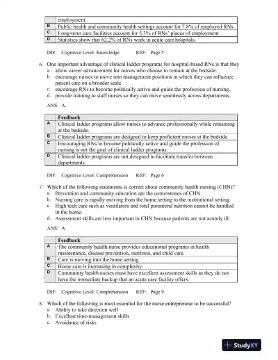 Professional Nursing: Concepts and Challenges 8th Edition Test Bank - Page 4 preview image