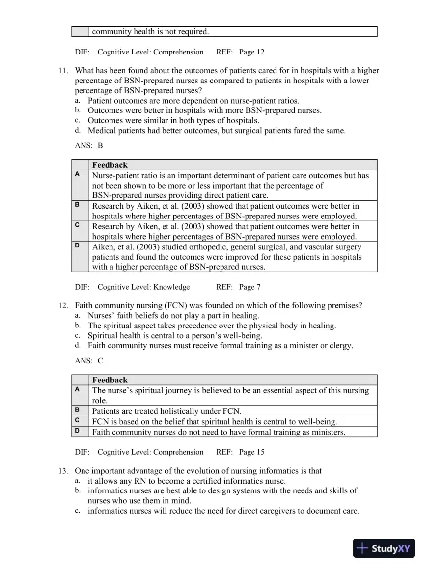 Professional Nursing: Concepts and Challenges 8th Edition Test Bank, page 6
