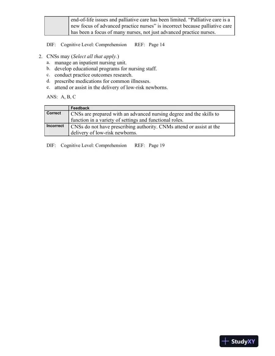 Professional Nursing: Concepts and Challenges 8th Edition Test Bank, page 9