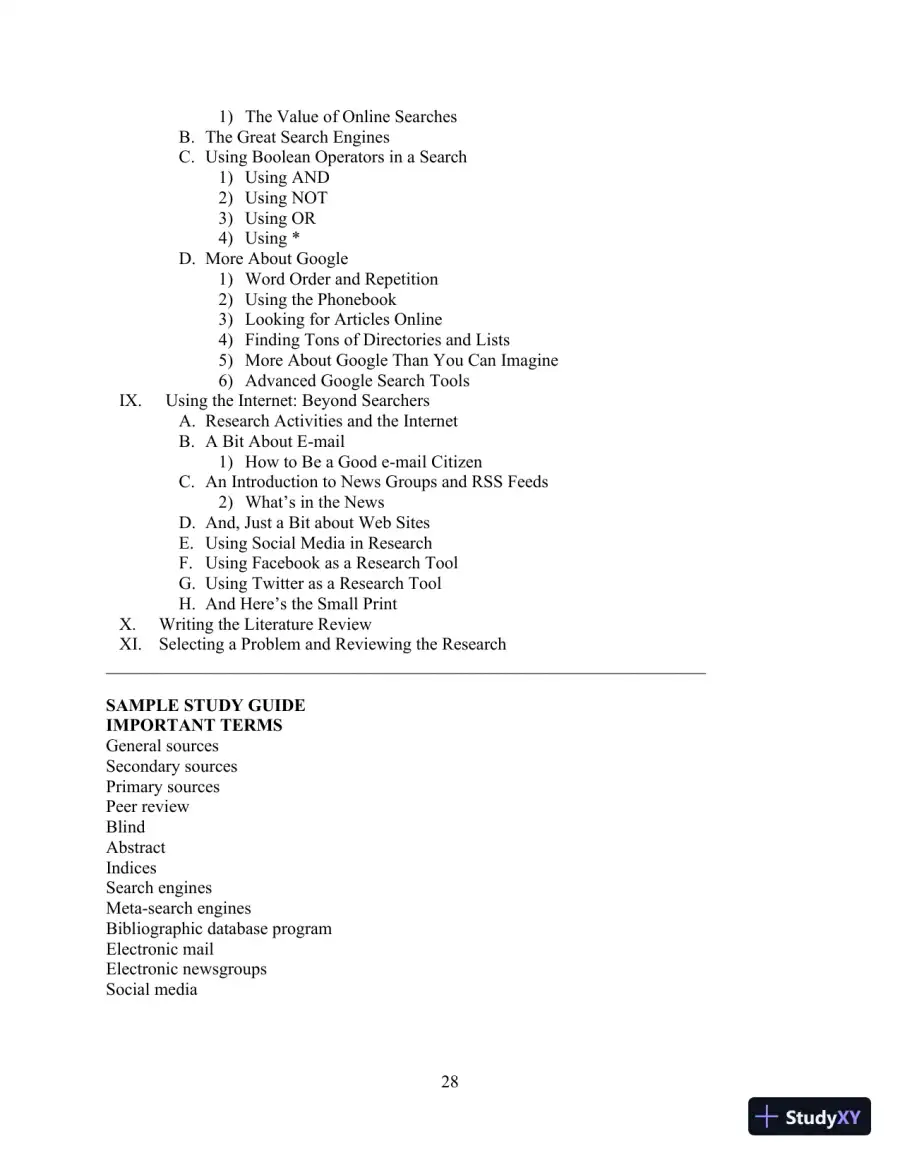 Class Notes for Exploring Research, 9th Edition, page 11