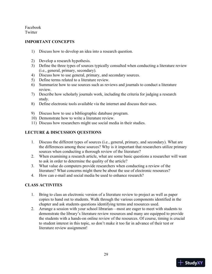 Class Notes for Exploring Research, 9th Edition, page 12