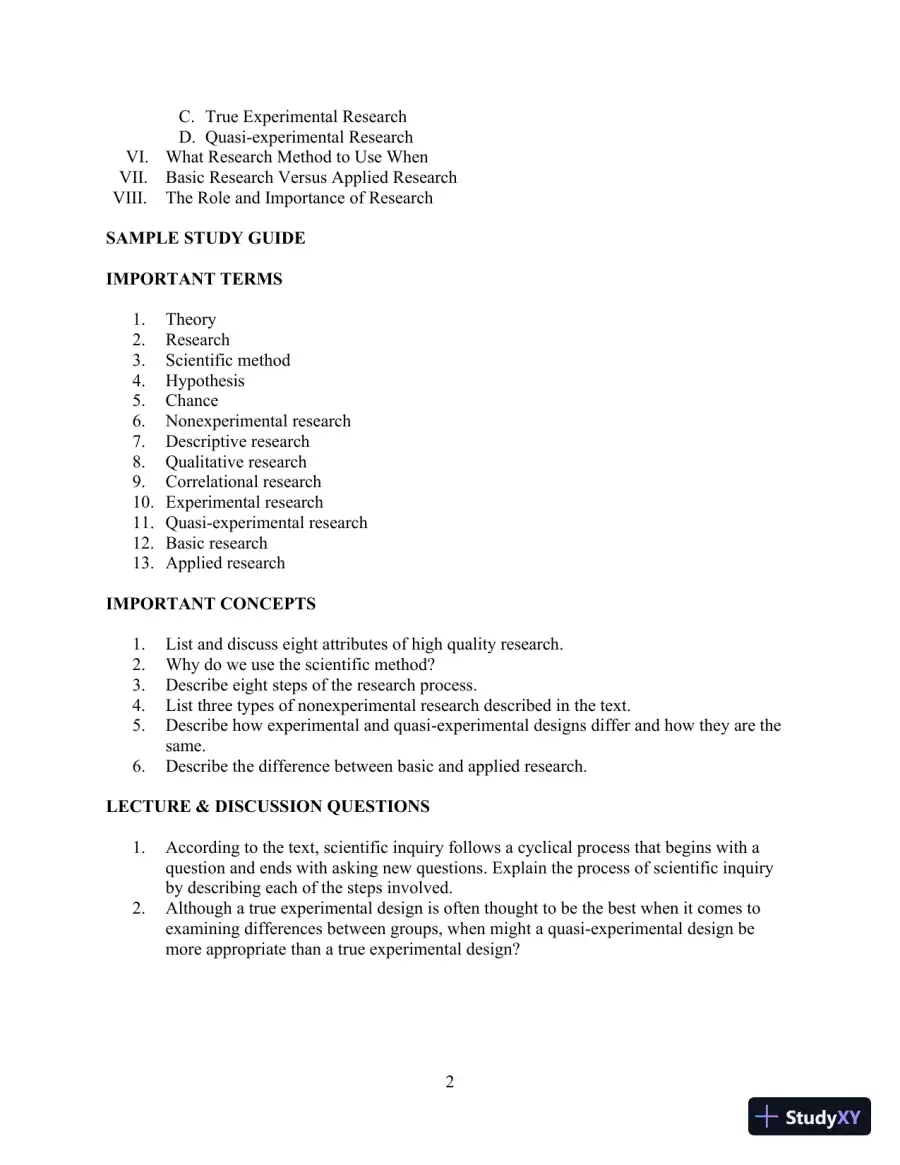 Class Notes for Exploring Research, 9th Edition, page 5