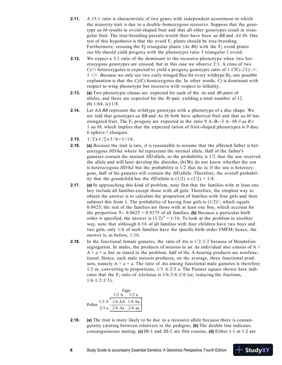 Solution Manual for Essential Genetics: A Genomic Perspective , 4th Edition, page 10