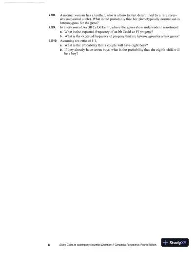 Solution Manual for Essential Genetics: A Genomic Perspective , 4th Edition - Page 12 preview image