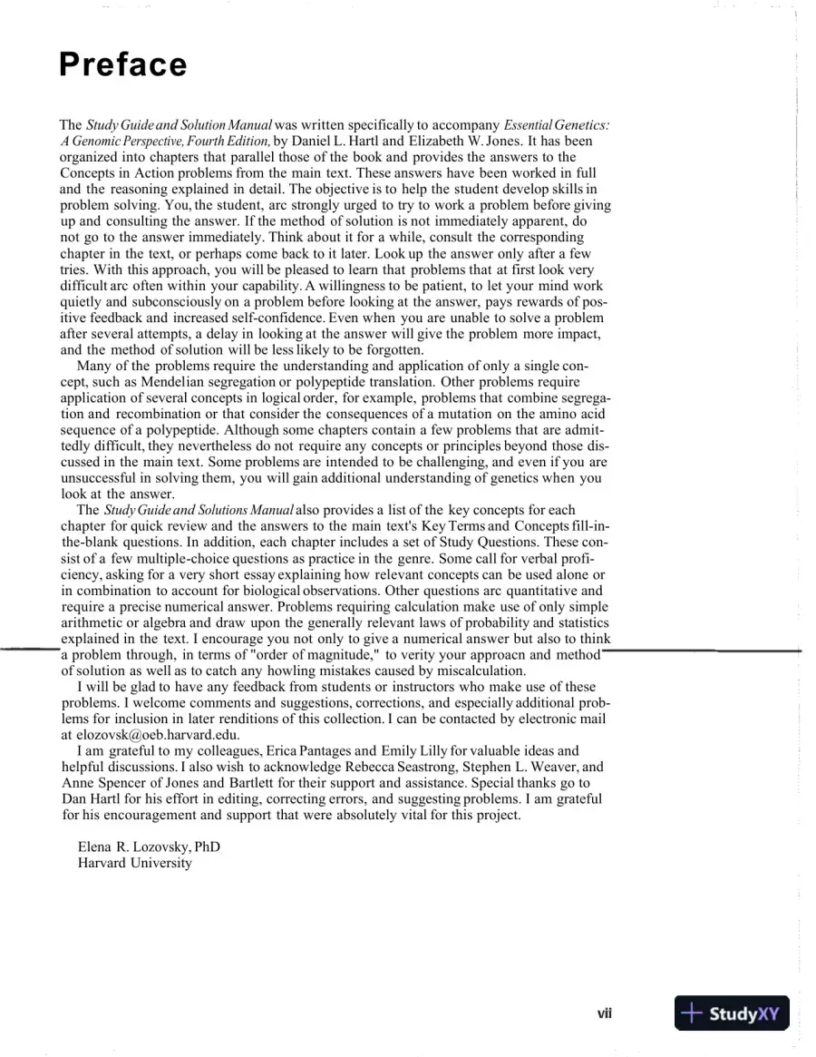 Solution Manual for Essential Genetics: A Genomic Perspective , 4th Edition, page 4