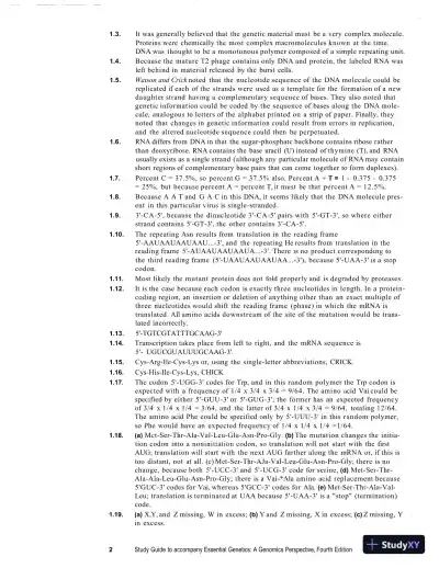 Solution Manual for Essential Genetics: A Genomic Perspective , 4th Edition - Page 6 preview image