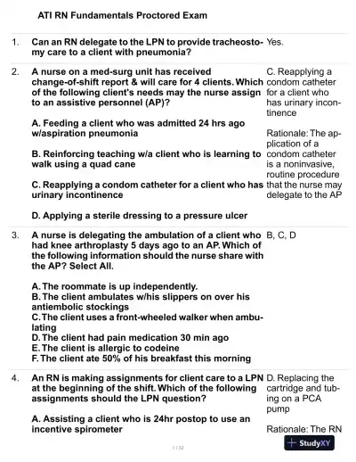 2023 ATI Mental Health Proctored Exam with Answers (99 Solved Questions) - Page 1 preview image