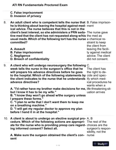 2023 ATI Mental Health Proctored Exam with Answers (99 Solved Questions) - Page 4 preview image