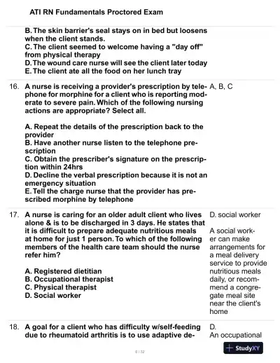 2023 ATI Mental Health Proctored Exam with Answers (99 Solved Questions) - Page 7 preview image