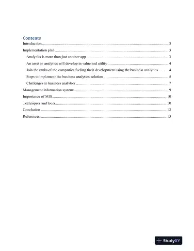 Assignment 2: LASA 2�Business Analytics Implementation Plan Part 2 - Page 3 preview image